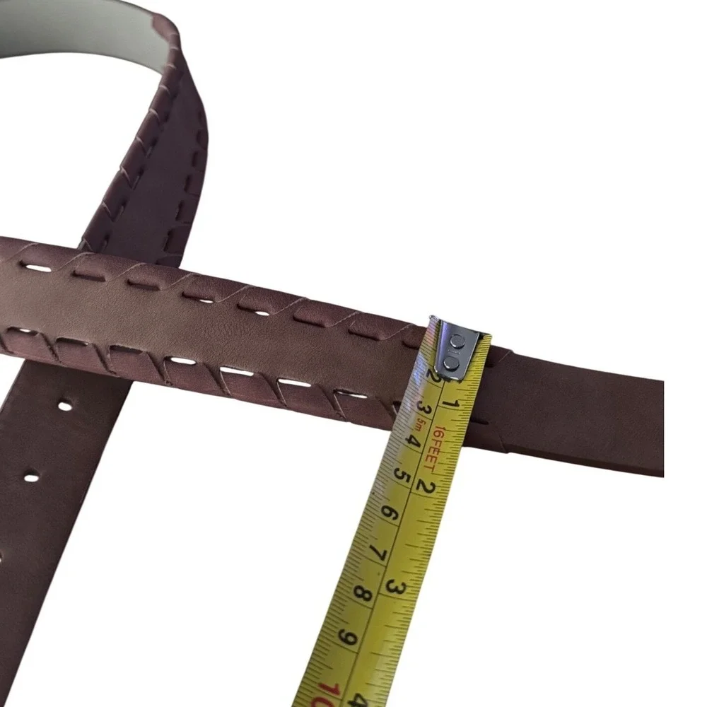 Jessica Simpson Womens XL 34-38 Waist Brown Faux Leather Stitch‎ Detail Belt